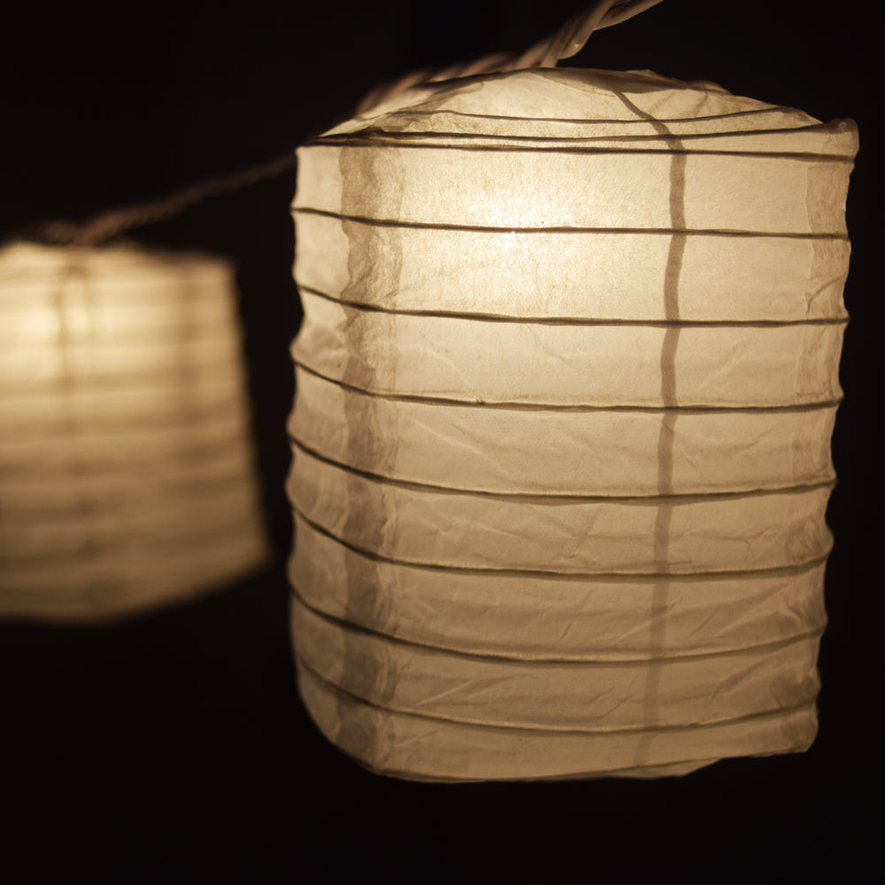 White Hako Box Shaped Paper Lantern String String Lights (8FT) (UL Listed) - PaperLanternStore.com - Paper Lanterns, Decor, Party Lights &amp; More