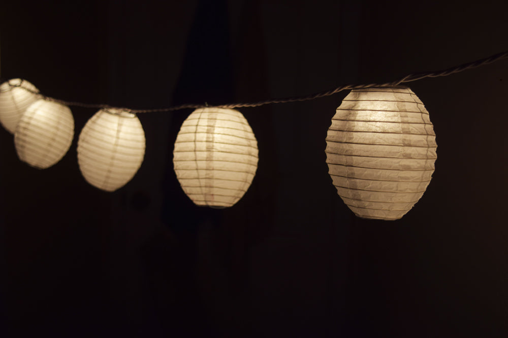 White Kawaii Shaped Paper Lantern String String Lights (8FT, Expandable) - PaperLanternStore.com - Paper Lanterns, Decor, Party Lights &amp; More