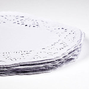 9*6.5-inch Oval Elegant White Lace Doilies 150-Pack With Polka Dots-Disposable Placemats For Weddings Parties Crafts Home Decor