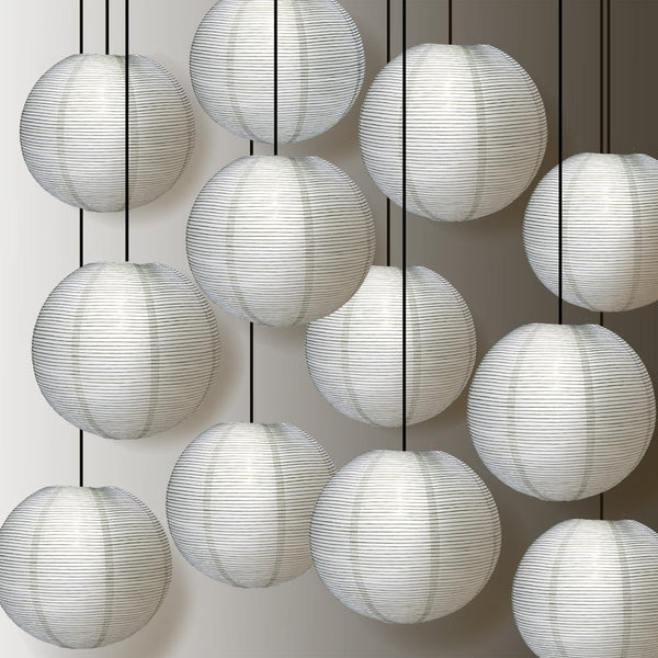 24" White Fine Line Premium Even Ribbing Paper Lantern, Extra Sturdy - PaperLanternStore.com - Paper Lanterns, Decor, Party Lights & More