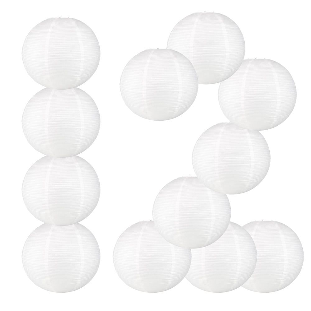 12 PACK | 12&quot; White Fine Line Premium Even Ribbing Paper Lantern, Extra Sturdy - PaperLanternStore.com - Paper Lanterns, Decor, Party Lights &amp; More