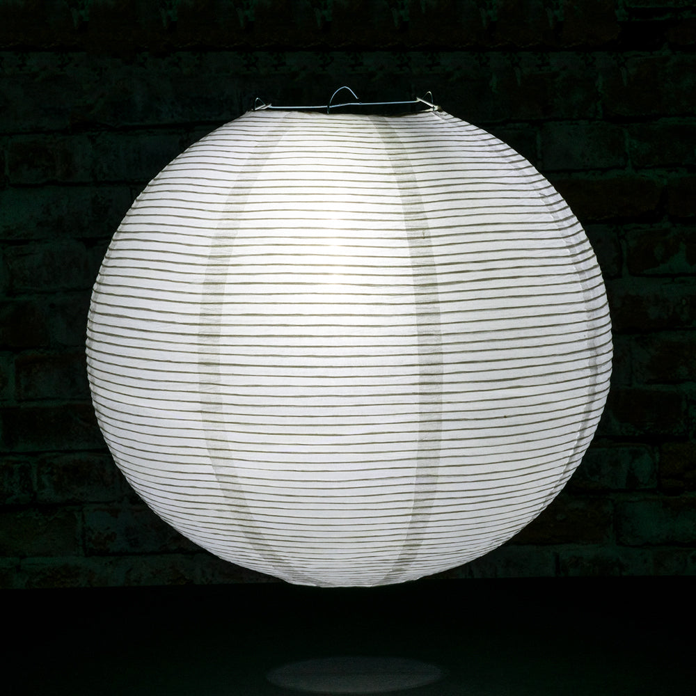 12" White Fine Line Premium Even Ribbing Paper Lantern, Extra Sturdy - PaperLanternStore.com - Paper Lanterns, Decor, Party Lights & More