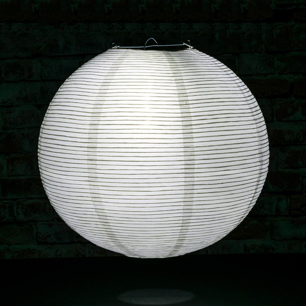 Lit White Fine Line Premium Even Ribbing Paper Lantern, Extra Sturdy