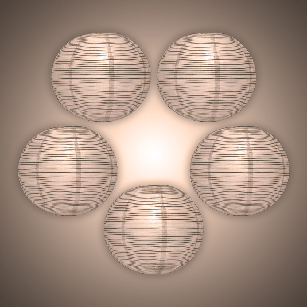 BULK PACK (5) 14&quot; White Fine Line Premium Even Ribbing Paper Lantern, Extra Sturdy - PaperLanternStore.com - Paper Lanterns, Decor, Party Lights &amp; More