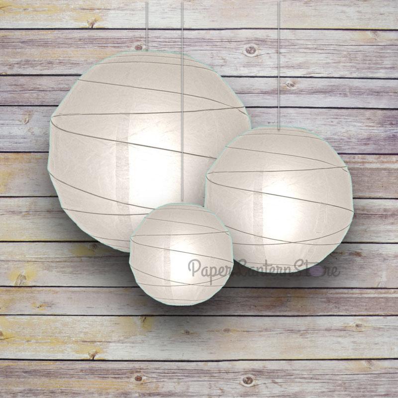 8/12/16&quot; White Round Paper Lanterns, Irregular Ribbing (3-Pack Cluster) - PaperLanternStore.com - Paper Lanterns, Decor, Party Lights &amp; More