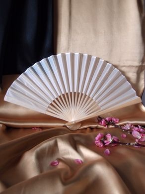 BULK PACK (50) 9&quot; White Silk Hand Fans for Weddings - PaperLanternStore.com - Paper Lanterns, Decor, Party Lights &amp; More