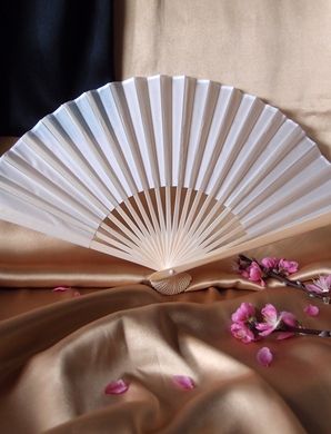 BULK PACK (50) 9&quot; White Silk Hand Fans for Weddings - PaperLanternStore.com - Paper Lanterns, Decor, Party Lights &amp; More