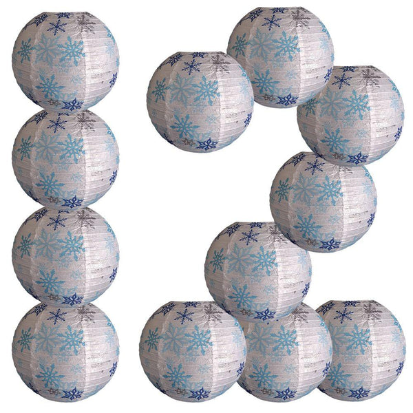 5 PACK | 14&quot; White Snowflake Christmas Holiday Paper Lantern - PaperLanternStore.com - Paper Lanterns, Decor, Party Lights &amp; More