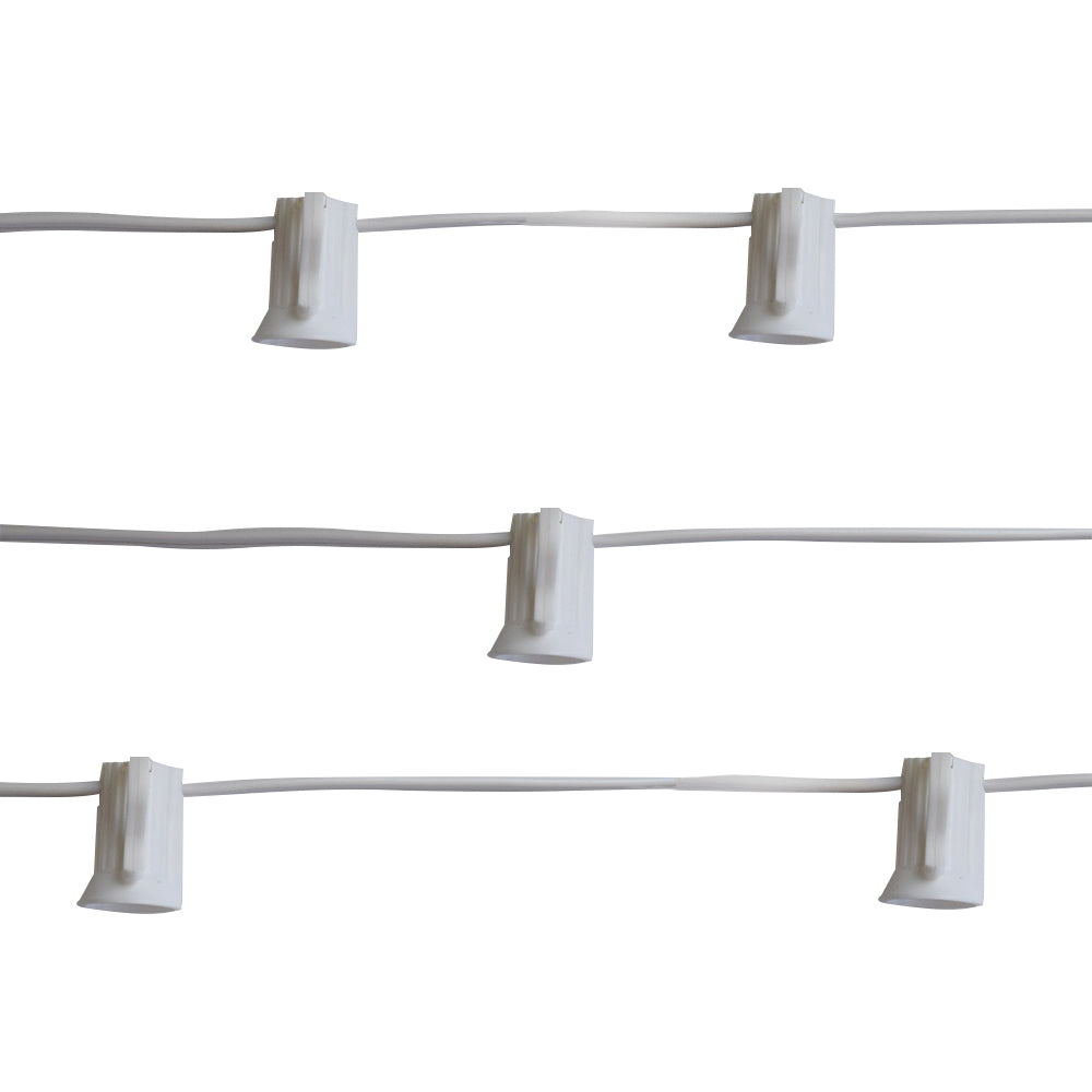 (Cord Only) 21 FT | 10 Socket Outdoor Patio String Light White Cord w/ E12 C7 Base