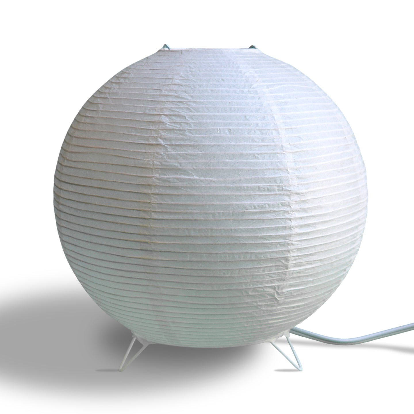 White Corded Round Table Top Lantern Lamp Kit w/ Light Bulb, Fine Line Paper Moon - PaperLanternStore.com - Paper Lanterns, Decor, Party Lights & More