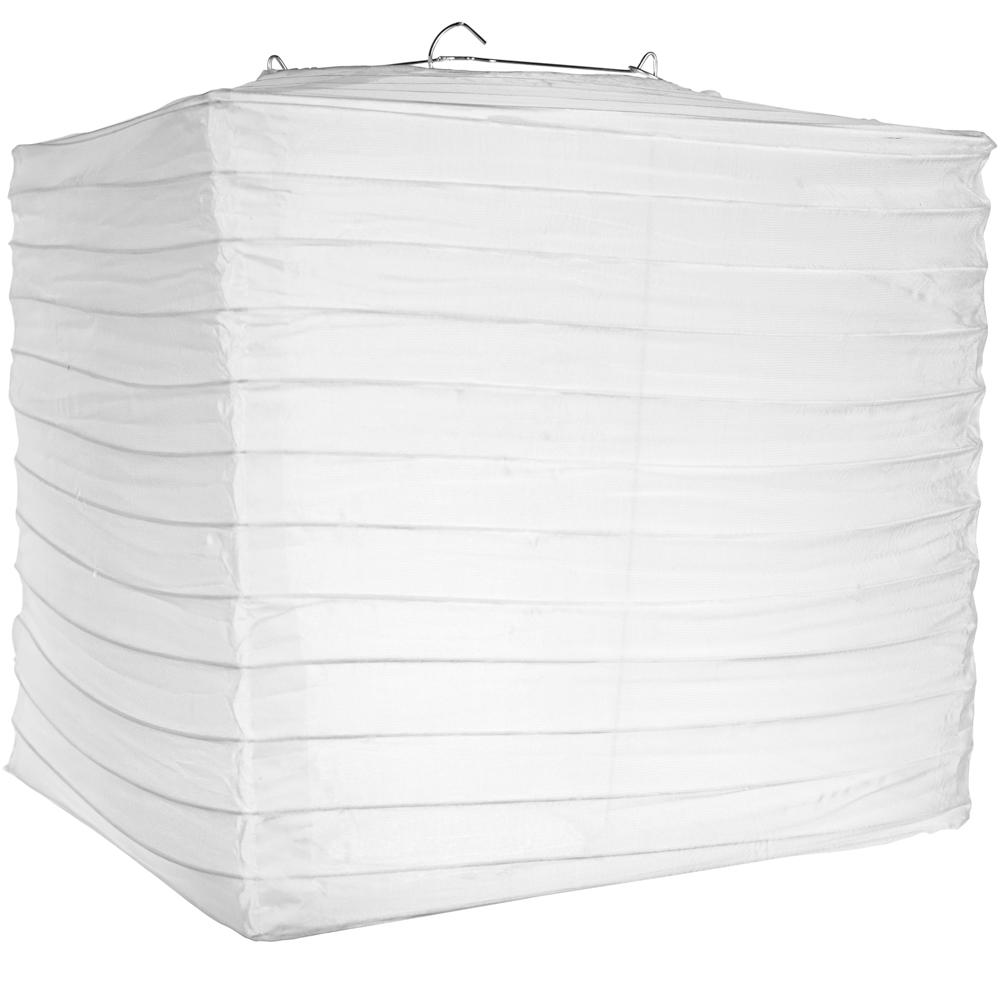 10" White Shimmering Nylon Square Lantern - PaperLanternStore.com - Paper Lanterns, Decor, Party Lights & More