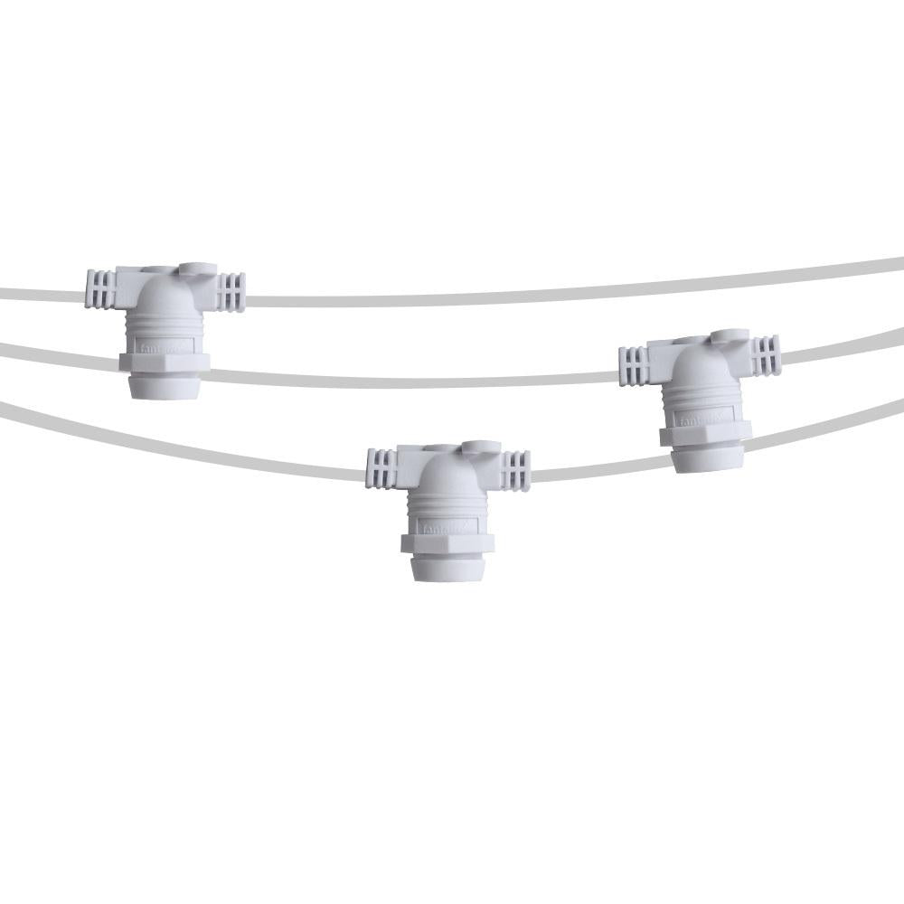 50 Socket Multi-Color Socket Outdoor Commercial String Light Set, 54 FT White Cord w/ 1-Watt Shatterproof LED Bulbs, Weatherproof SJTW