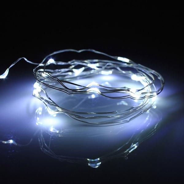 7.5 FT|20 LED Battery Operated Cool White Fairy String Lights With Silver Wire - PaperLanternStore.com - Paper Lanterns, Decor, Party Lights &amp; More