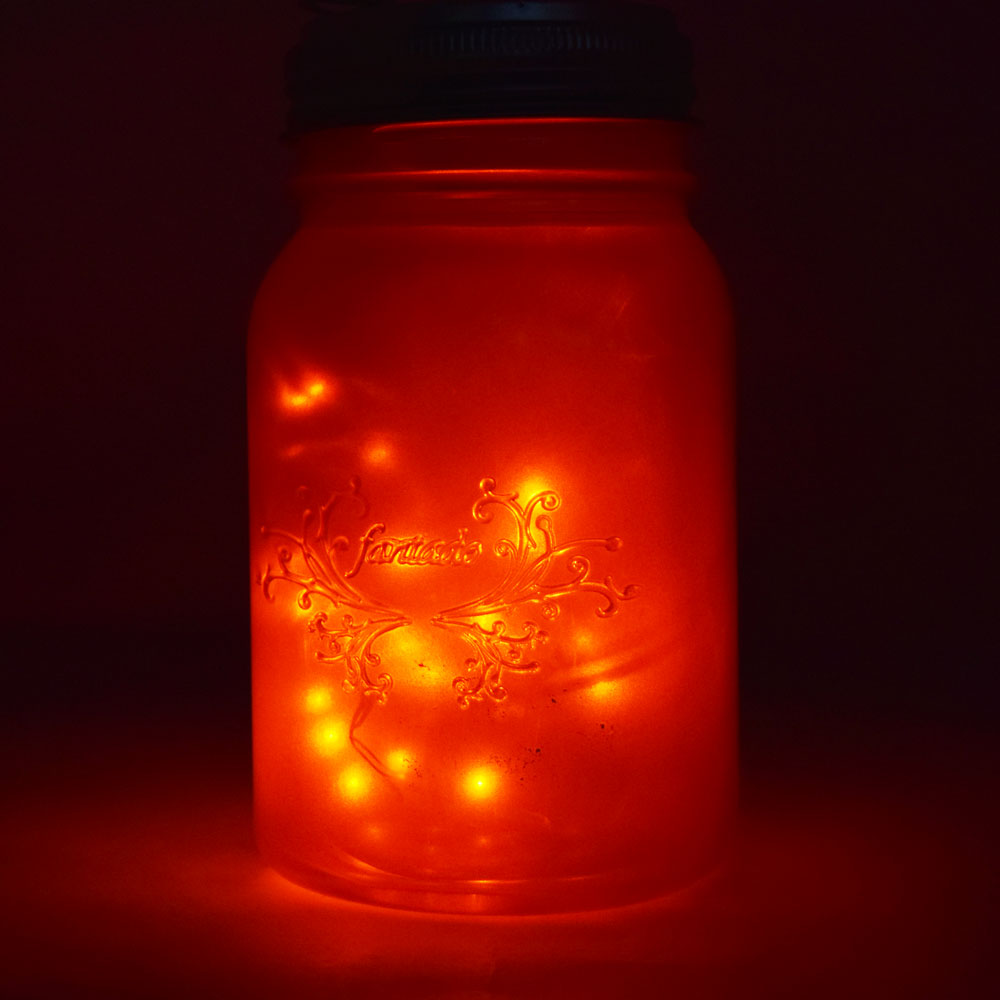 Fantado Wide Mouth Fuchsia / Hot Pink Mason Jar Luminaria Light w/ Hanging Red Fairy LED Kit - PaperLanternStore.com - Paper Lanterns, Decor, Party Lights &amp; More
