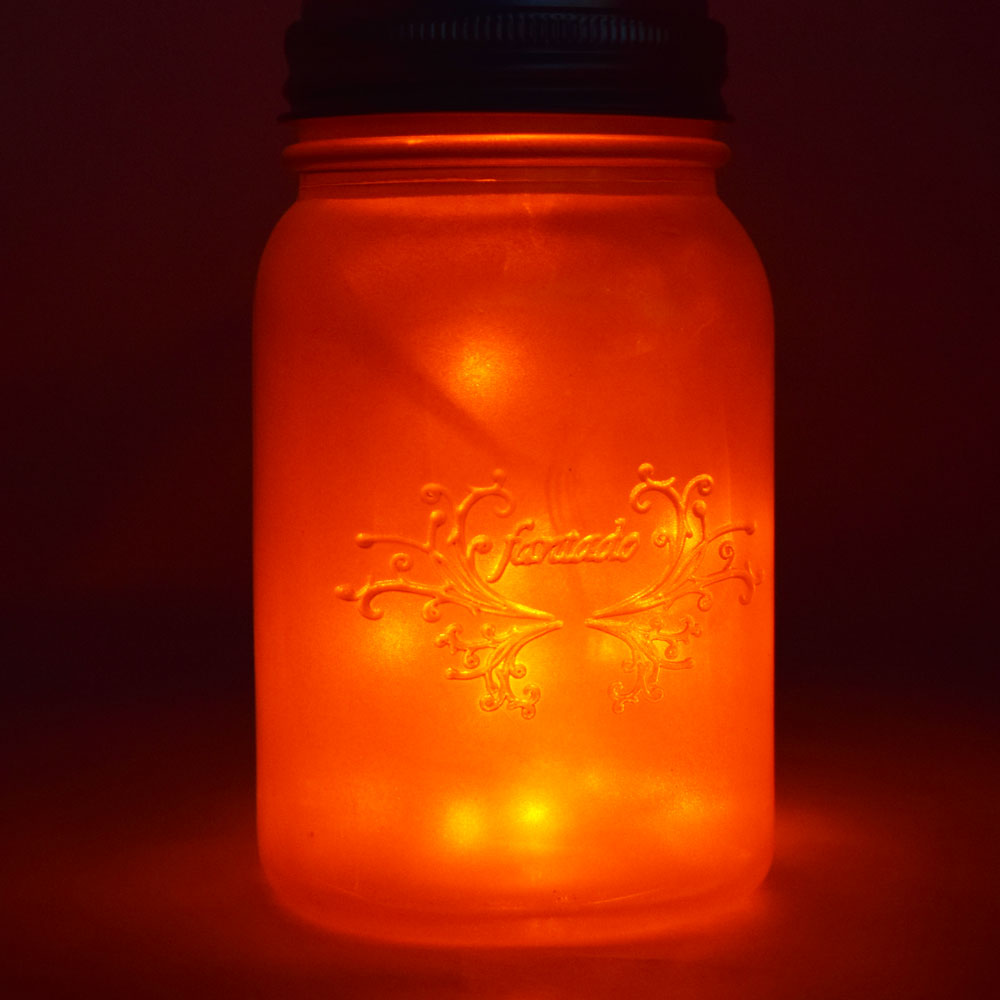 Fantado Wide Mouth Yellow Gold Mason Jar Luminaria Light w/ Hanging Orange Fairy LED Kit - PaperLanternStore.com - Paper Lanterns, Decor, Party Lights &amp; More