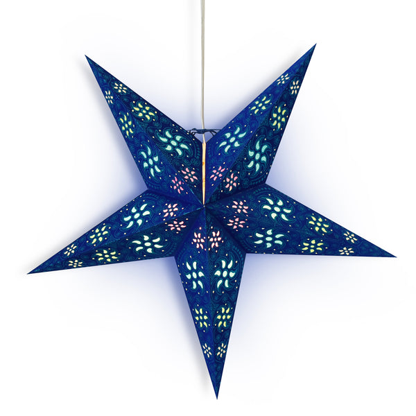 3-PACK + Cord|Dark Blue Winds Glitter 24 Inch Illuminated Paper Star ...