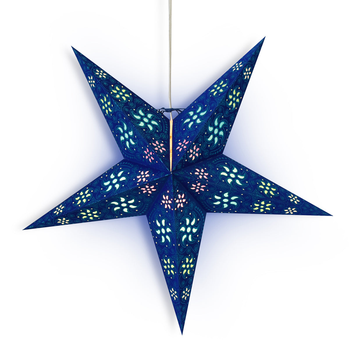 24" Dark Blue / Green Winds Glitter Paper Star Lantern, Hanging - PaperLanternStore.com - Paper Lanterns, Decor, Party Lights & More