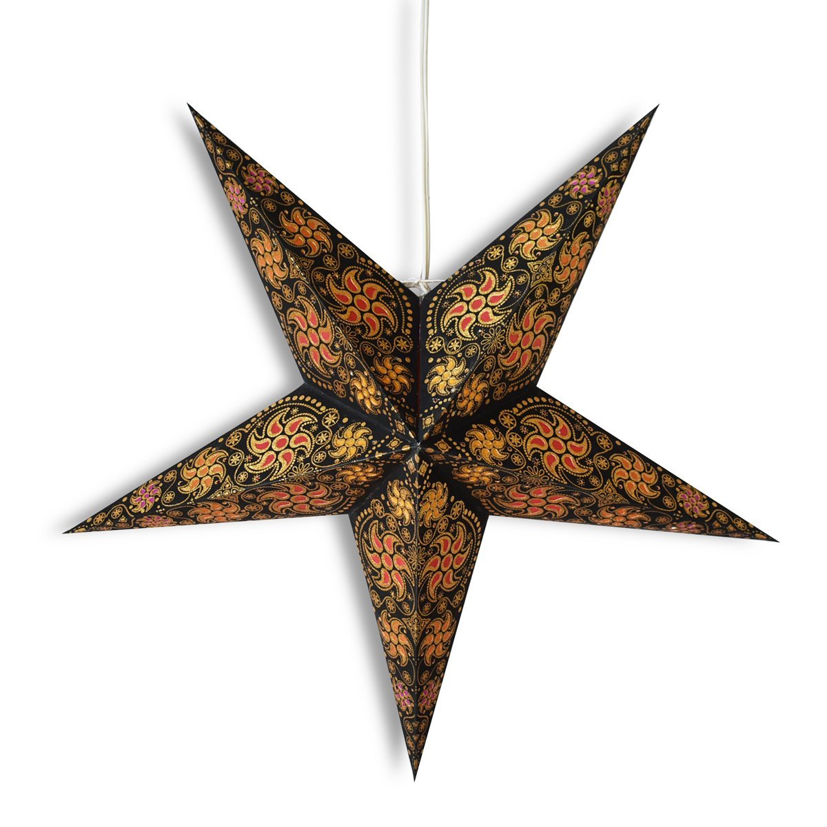 24" Black / Gold Winds Glitter Paper Star Lantern, Hanging Wedding & Party Decoration - PaperLanternStore.com - Paper Lanterns, Decor, Party Lights & More