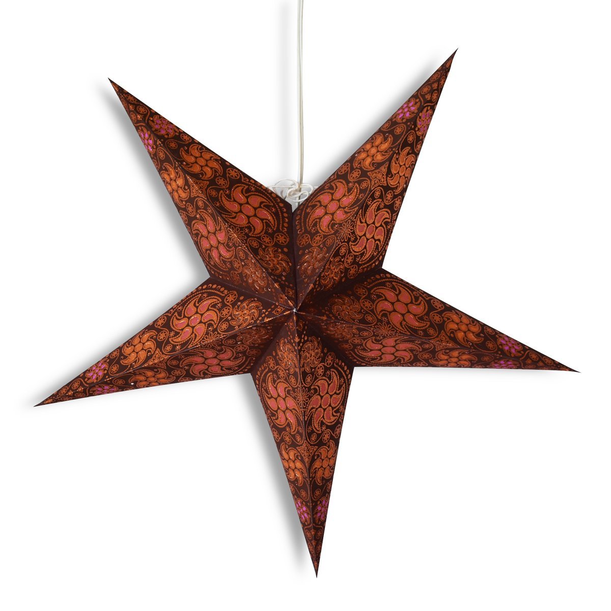 3-PACK + Cord | 24&quot; Brown Winds Glitter Paper Star Lantern and Lamp Cord Hanging Decoration - PaperLanternStore.com - Paper Lanterns, Decor, Party Lights &amp; More