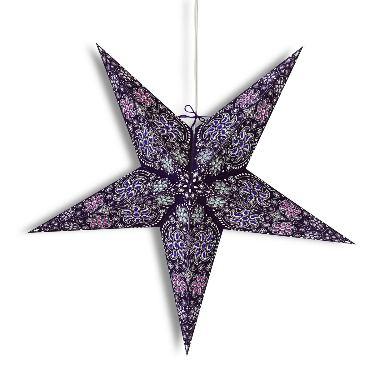 3-PACK + Cord | 24&quot; Purple Winds Paper Star Lantern and Lamp Cord Hanging Decoration - PaperLanternStore.com - Paper Lanterns, Decor, Party Lights &amp; More