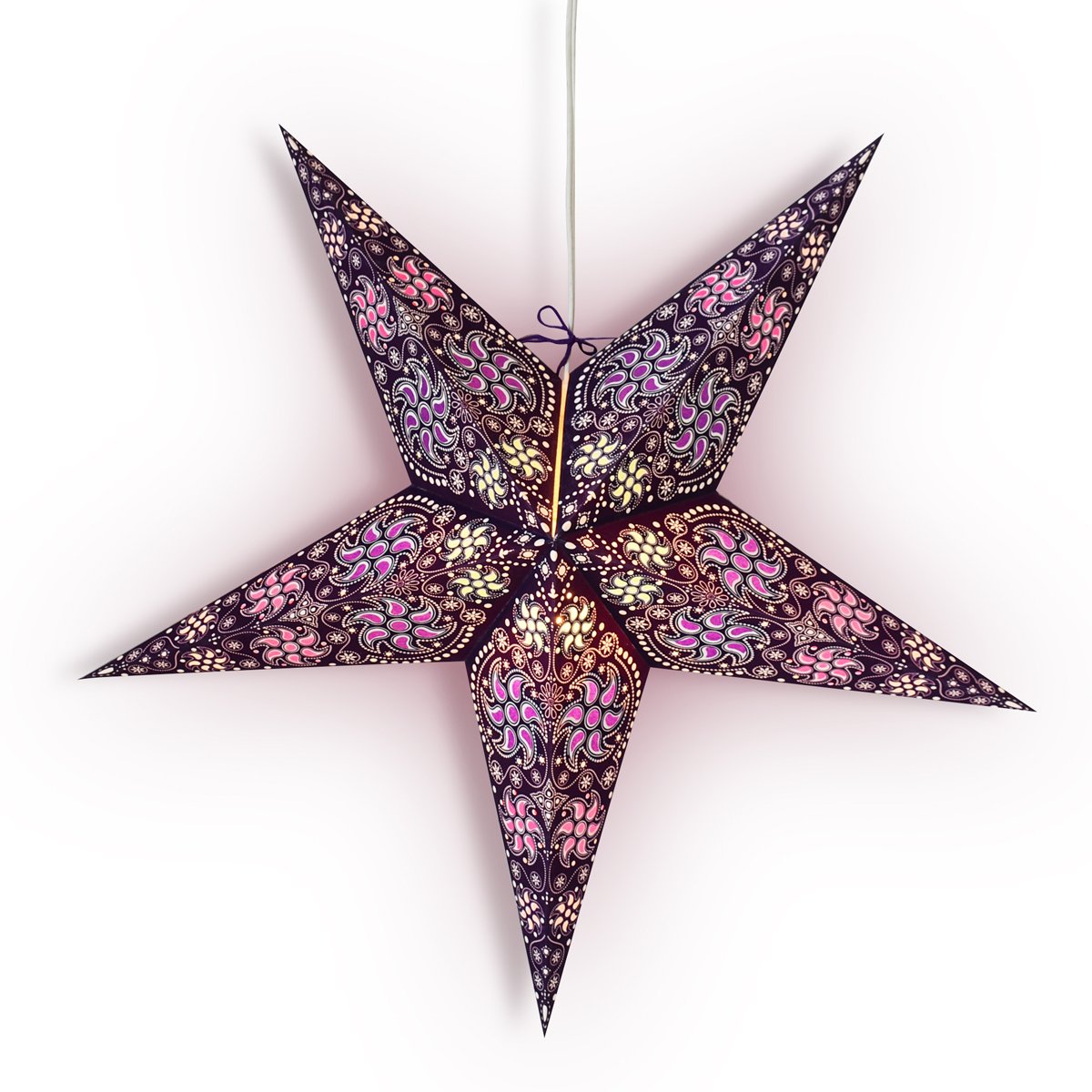 3-PACK + Cord | 24&quot; Purple Winds Paper Star Lantern and Lamp Cord Hanging Decoration - PaperLanternStore.com - Paper Lanterns, Decor, Party Lights &amp; More