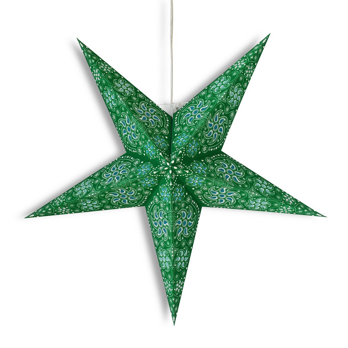 3-PACK + Cord | 24&quot; Green Winds Paper Star Lantern and Lamp Cord Hanging Decoration - PaperLanternStore.com - Paper Lanterns, Decor, Party Lights &amp; More