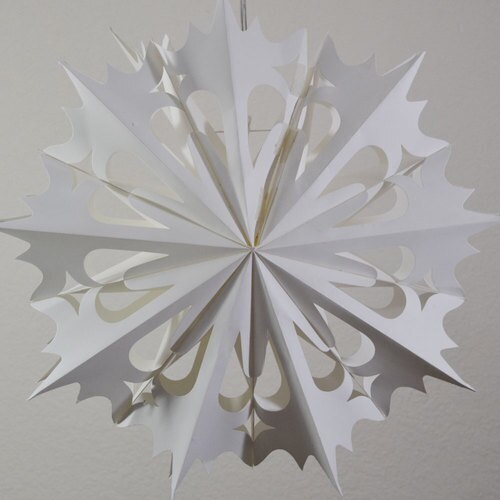 3-PACK + Cord | White Angelo 20&quot; Pizzelle Designer Illuminated Paper Star Lanterns and Lamp Cord Hanging Decorations - PaperLanternStore.com - Paper Lanterns, Decor, Party Lights &amp; More