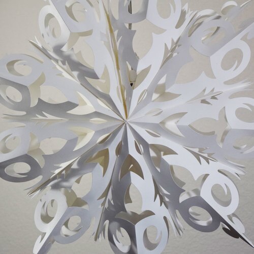 3-PACK + Cord | White Winter Frozen 24&quot; Pizzelle Designer Illuminated Paper Star Lanterns and Lamp Cord Hanging Decorations - PaperLanternStore.com - Paper Lanterns, Decor, Party Lights &amp; More