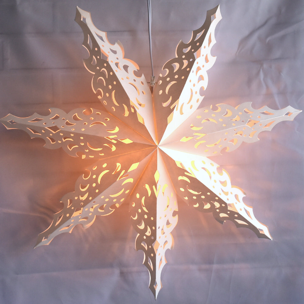 Quasimoon Pizzelle Paper Star Lantern (24-Inch, White, North Star Snowflake Design) - Great With or Without Lights - Holiday Snowflake Decorations - PaperLanternStore.com - Paper Lanterns, Decor, Party Lights &amp; More