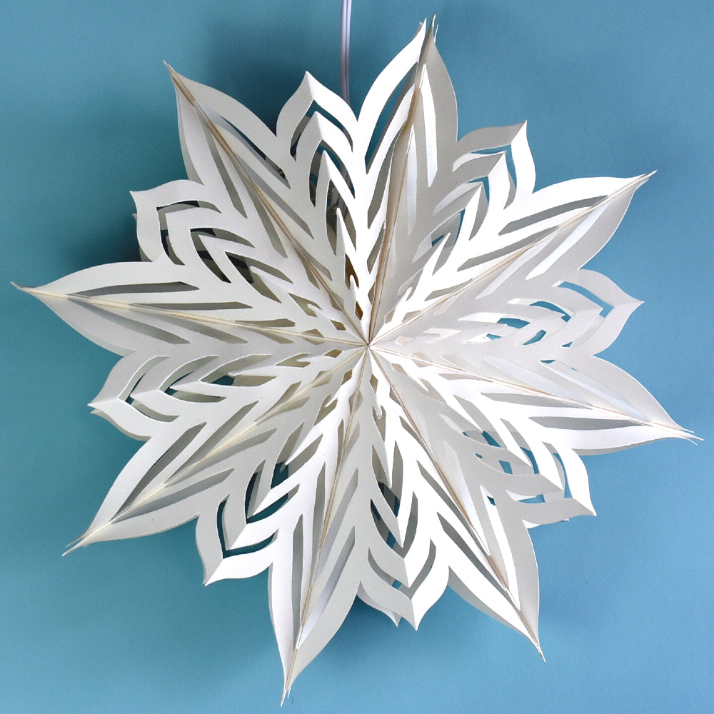 Quasimoon Pizzelle Paper Star Lantern (18-Inch, White, Raffica Snowflake Design) - Great With or Without Lights - Holiday and Snowflake Decorations - PaperLanternStore.com - Paper Lanterns, Decor, Party Lights &amp; More