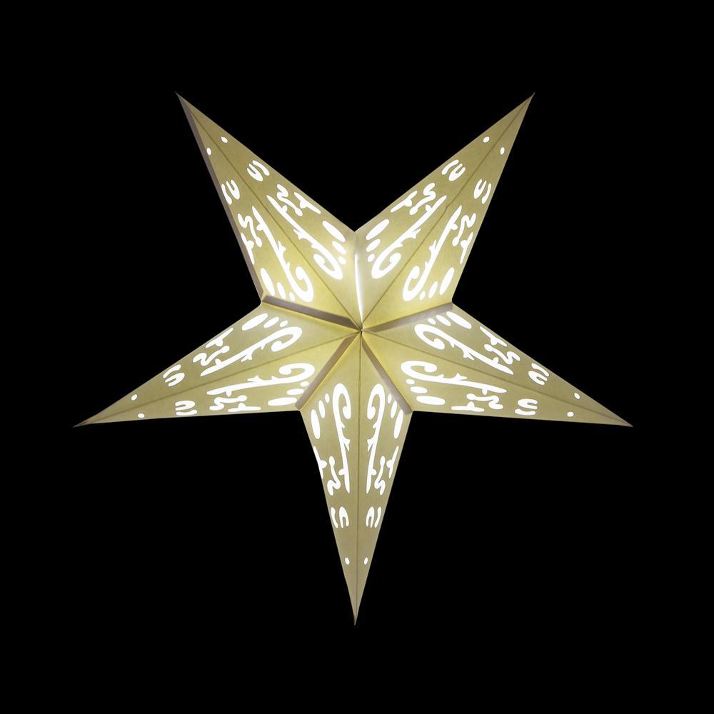 Illuminated White Kraftskiva Cordless Lighted Star Lantern,  Battery Powered Omni360 Combo Kit - PaperLanternStore.com - Paper Lanterns, Decor, Party Lights & More