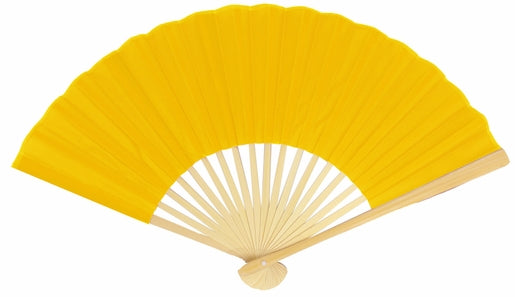 BULK PACK (50) 9" Yellow Silk Hand Fans for Weddings - PaperLanternStore.com - Paper Lanterns, Decor, Party Lights & More