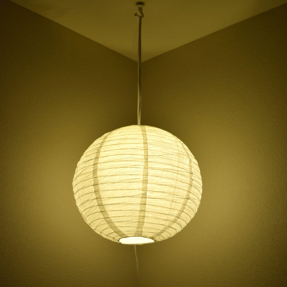 Crepe Premium Paper Lantern Pendant Light Cord Kit with G50 Yellow LED Bulb