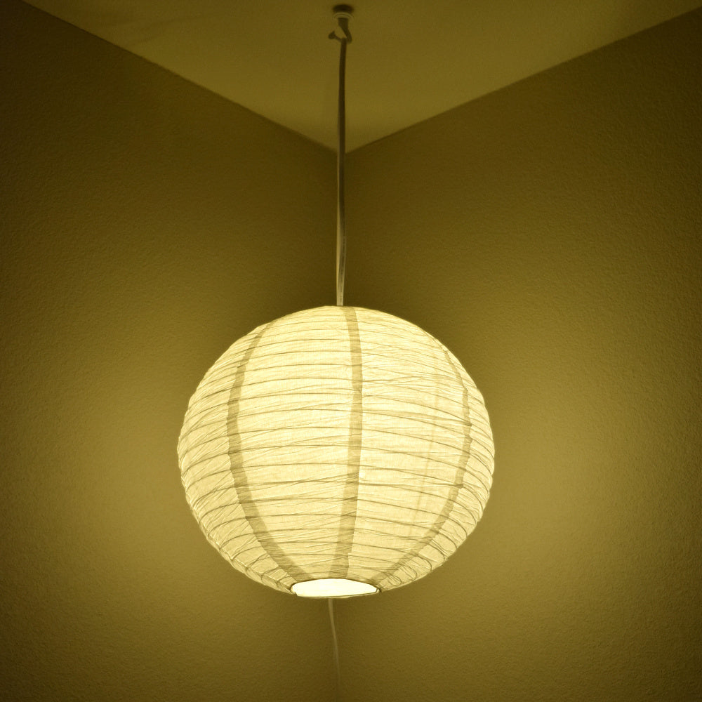 Crepe Premium Paper Lantern Pendant Light Cord Kit with G50 Yellow LED Bulb