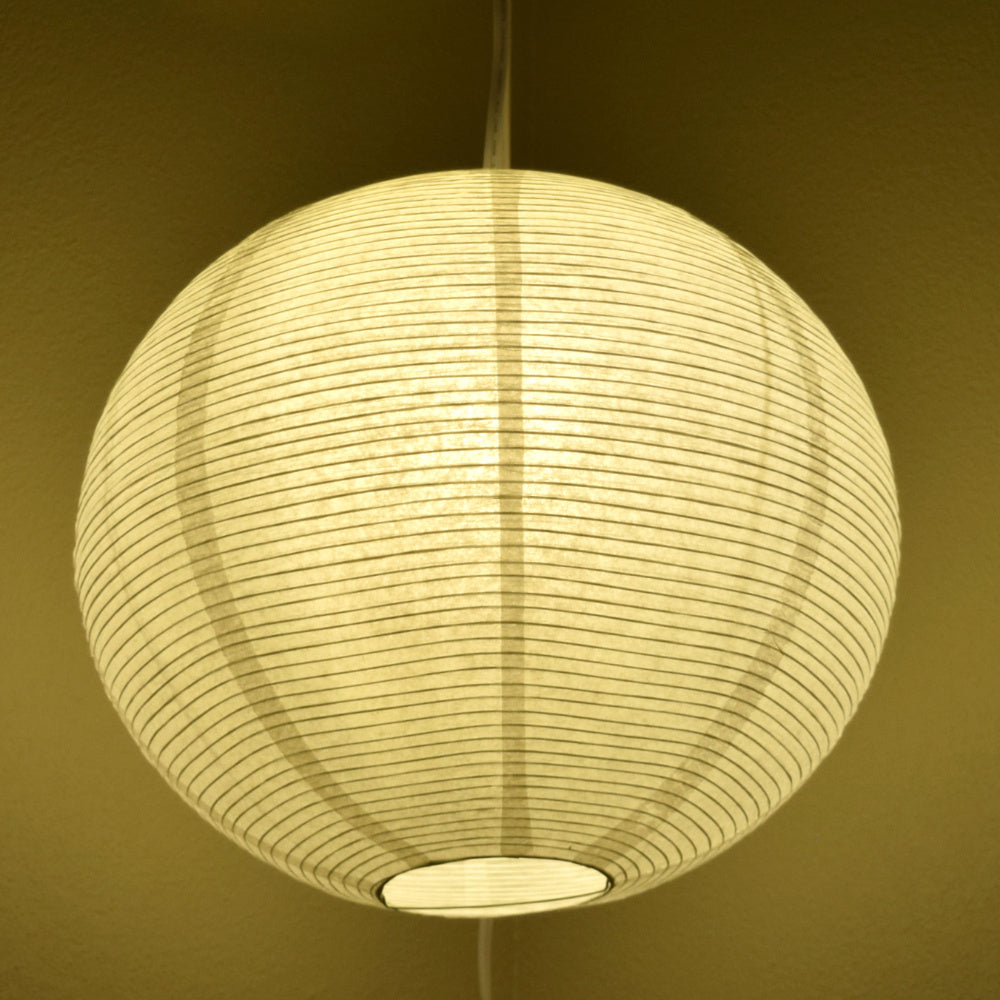 LANTERN + CORD + COLOR BULB | White Fine Line Premium Paper Lantern, Extra Sturdy with Pendant Cord Combo Kit, Switch, E12, Yellow Bulb