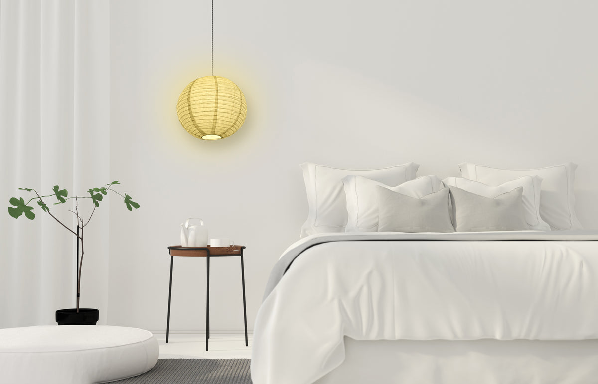 Crepe Premium Paper Lantern Pendant Light Cord Kit with S14 Yellow LED Bulb
