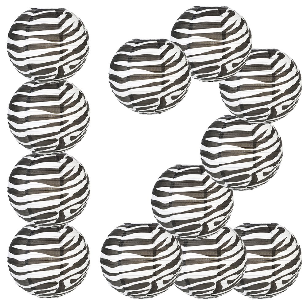 12 PACK | 14" Zebra Print Paper Lantern - PaperLanternStore.com - Paper Lanterns, Decor, Party Lights & More