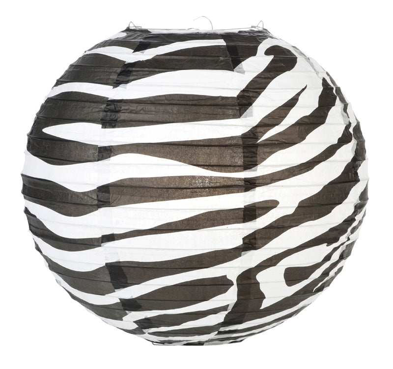 14" Zebra Print Paper Lantern - PaperLanternStore.com - Paper Lanterns, Decor, Party Lights & More